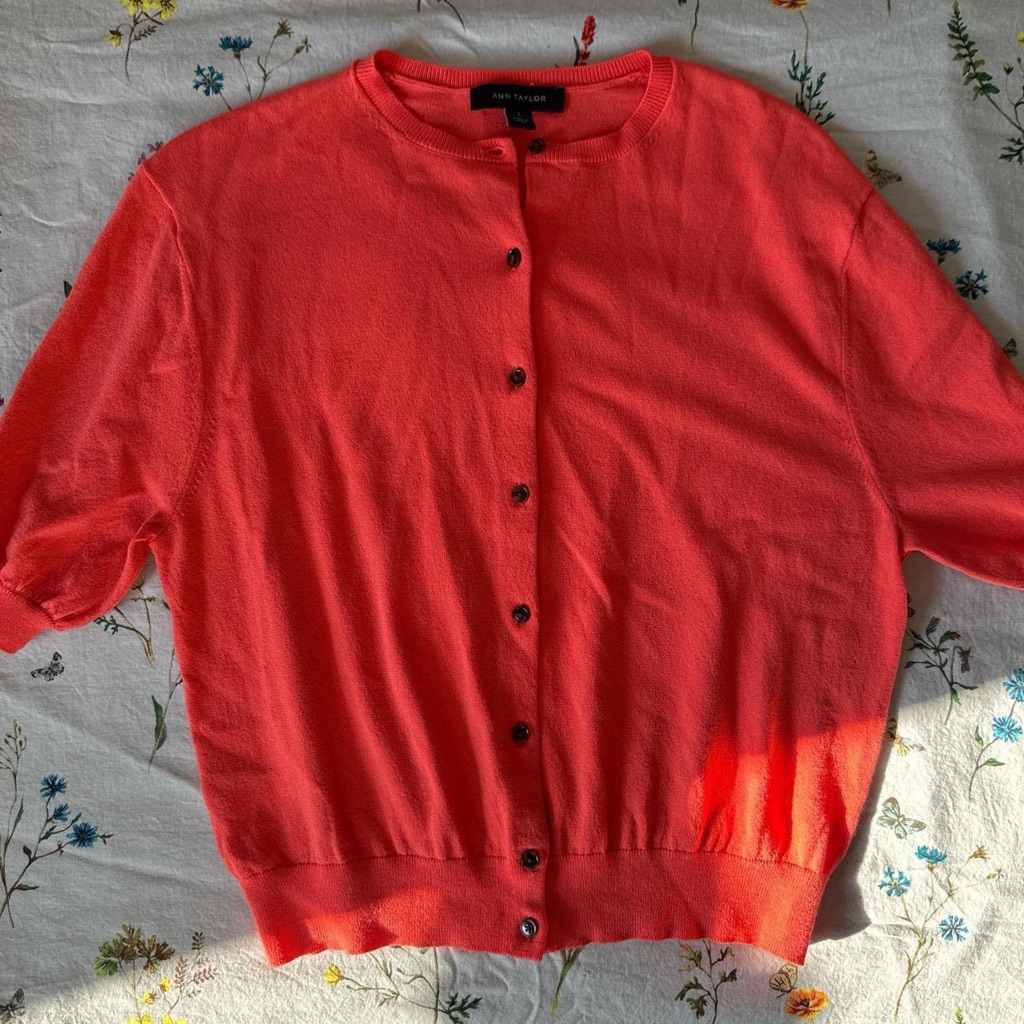 Ann Taylor Coral Button-Up Blouse